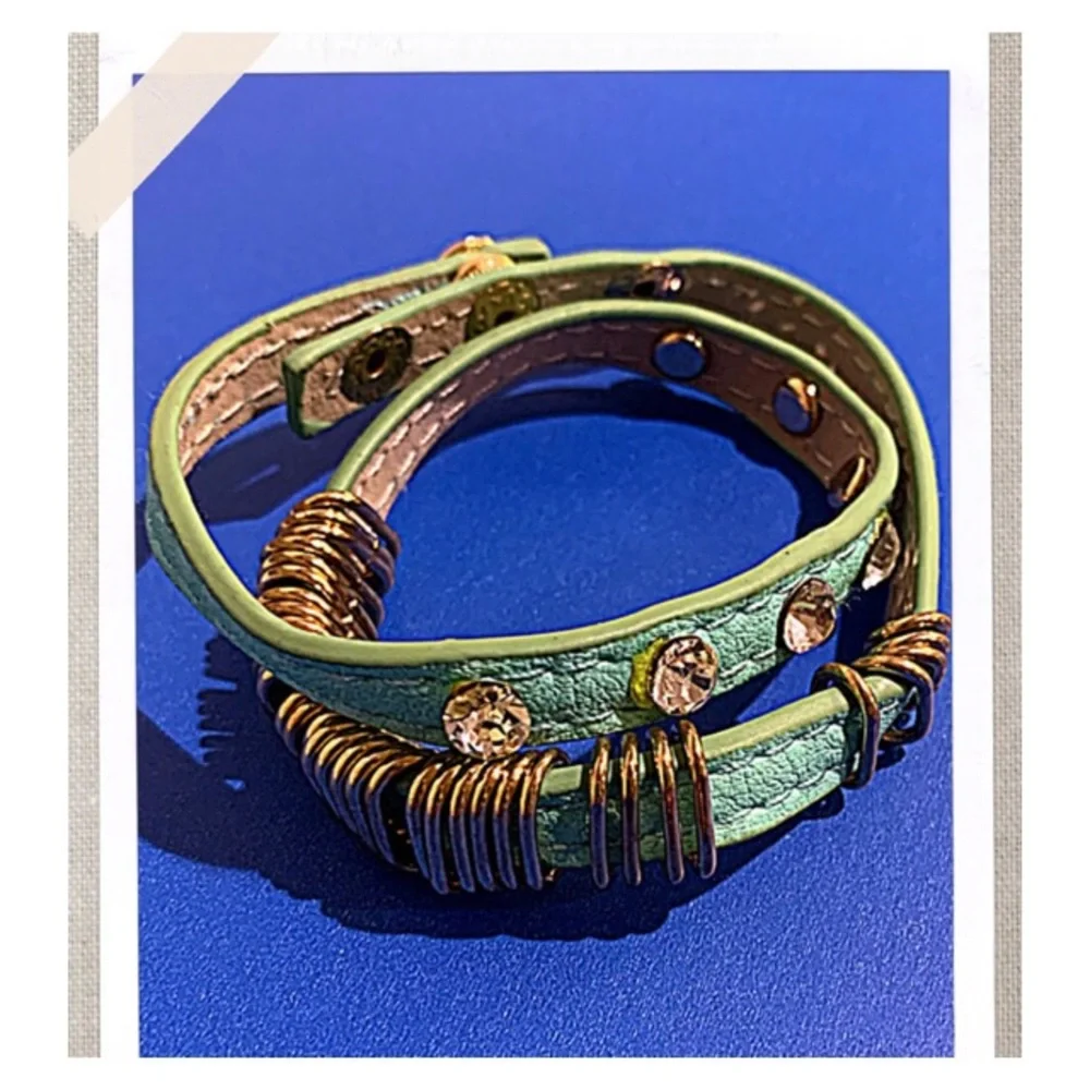 Bracelet Endless Turquoise Wrap Faux Leather Bracelet - Choker New Handmade